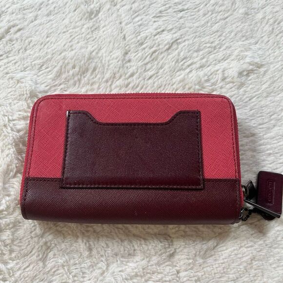 Coach Pink & Maroon Colorblock Double Zipper Clutch Wallet - Picture 6 of 9